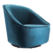 34.3" X 33.5" X 33.7" Aquamarine Velvet Swivel Chair