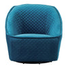 34.3" X 33.5" X 33.7" Aquamarine Velvet Swivel Chair