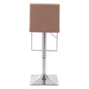 15.6" X 20" X 44" Taupe Leatherette Brushed Steel Bar Chair