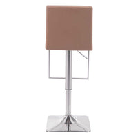 15.6" X 20" X 44" Taupe Leatherette Brushed Steel Bar Chair