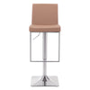 15.6" X 20" X 44" Taupe Leatherette Brushed Steel Bar Chair