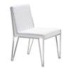 20.5" X 23.6" X 32.9" 2 Pcs White Leatherette Stainless Steel Dining Chair