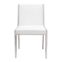 20.5" X 23.6" X 32.9" 2 Pcs White Leatherette Stainless Steel Dining Chair