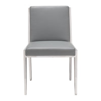 20.5" X 23.6" X 32.9" 2 Pcs Gray Leatherette Stainless Steel Dining Chair
