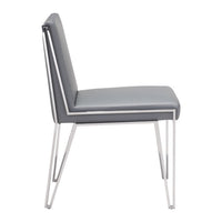 20.5" X 23.6" X 32.9" 2 Pcs Gray Leatherette Stainless Steel Dining Chair