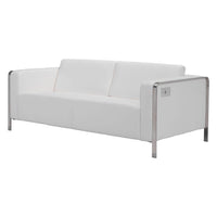 72" X 33.5" X 28" White Leatherette Sofa