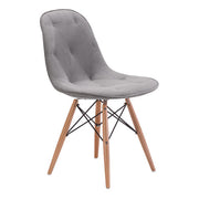 18.7" X 21.7" X 31.9" Gray Velour Polyblend Wood Dining Chair