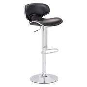 18.7" X 18.3" X 40.9" Black Leatherette Chromed Steel Bar Chair