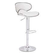 18.7" X 18.3" X 40.9" White Leatherette Chromed Steel Bar Chair