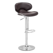 18.7" X 18.3" X 40.9" Espresso Leatherette Chromed Steel Bar Chair