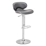 18.7" X 18.3" X 40.9" Gray Leatherette Chromed Steel Bar Chair