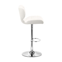 17.7" X 18.5" X 43.7" White Leatherette Chromed Steel Bar Chair