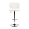 17.7" X 18.5" X 43.7" White Leatherette Chromed Steel Bar Chair