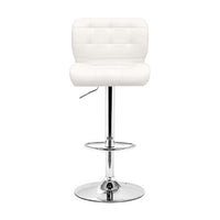 17.7" X 18.5" X 43.7" White Leatherette Chromed Steel Bar Chair