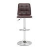 16.9" X 16.3" X 44.9" Espresso Leatherette Chromed Steel Bar Chair