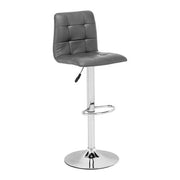 16.9" X 16.3" X 44.9" Gray Leatherette Chromed Steel Bar Chair