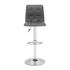 16.9" X 16.3" X 44.9" Gray Leatherette Chromed Steel Bar Chair