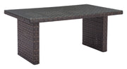 67.3" x 39.4" x 29" Brown, Tempered Glass, Synthetic Weave, Aluminum, Dining Table
