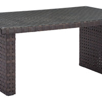 67.3" x 39.4" x 29" Brown, Tempered Glass, Synthetic Weave, Aluminum, Dining Table