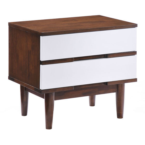 22.4" X 15.7" X 20.5" Walnut And White Wood Night Stand