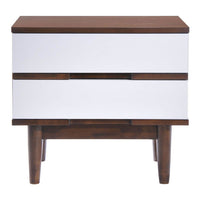 22.4" X 15.7" X 20.5" Walnut And White Wood Night Stand