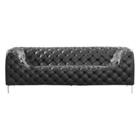85" X 36.5" X 28" Black Leatherette Sofa