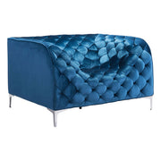45.5" X 36.5" X 28" Blue Velvet  Arm Chair