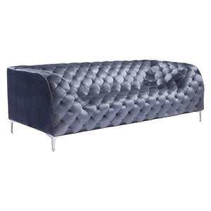 85" X 36.5" X 28" Gray Velvet Sofa