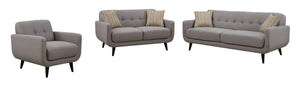 Gray 3pc Polyester Fabric Sofa, Love Seat and Arm Chair Living Room Set