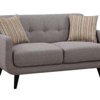 Gray 2pc Polyester Fabric Sofa and Love Seat Living Room Set