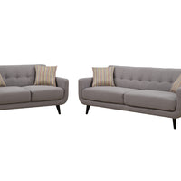 Gray 2pc Polyester Fabric Sofa and Love Seat Living Room Set