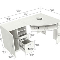 White Finish Wood L Shape Corner Computer Desk