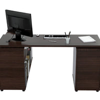 Espresso Finish 3 Drawer L Shape Computer Desk with Storage