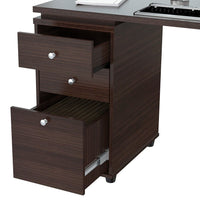 Espresso Finish 3 Drawer L Shape Computer Desk with Storage