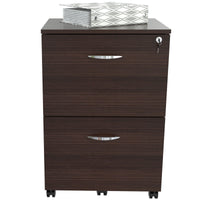 Espresso Finish Wood Rolling Filing Cabinet