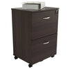 Espresso Finish Wood Rolling Filing Cabinet