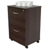 Espresso Finish Wood Rolling Filing Cabinet