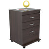 Espresso Finish Wood Three Drawer Filing Cabinet