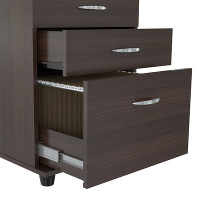 Espresso Finish Wood Three Drawer Filing Cabinet