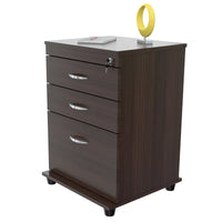 Espresso Finish Wood Three Drawer Filing Cabinet