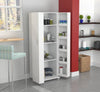 White Finish Wood Storage Cabinet with Two Doors