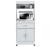 White Finish Wood Microwave Cabinet with Two Doors and Drawer