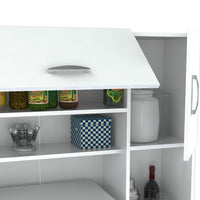 White Finish Wood Kitchen Storage Cabinet