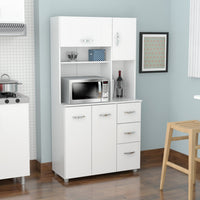 White Finish Wood Kitchen Storage Cabinet