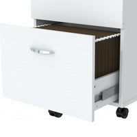 White Finish Wood Two Drawer Filing Cabinet