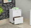 White Finish Wood Two Drawer Filing Cabinet