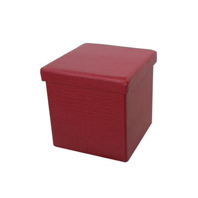 Wine Red Foldable Storage Ottoman