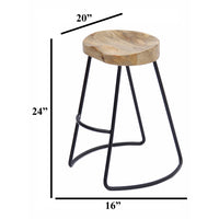 The Urban Port Brand Attractive Wooden Barstool With Iron Legs (Short)