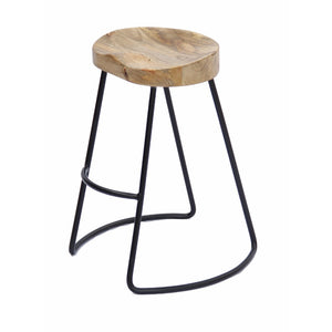 The Urban Port Brand Attractive Wooden Barstool With Iron Legs (Short)