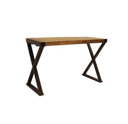 Industrial Design Console Table For Entryways With Wooden Top and Metal X Base